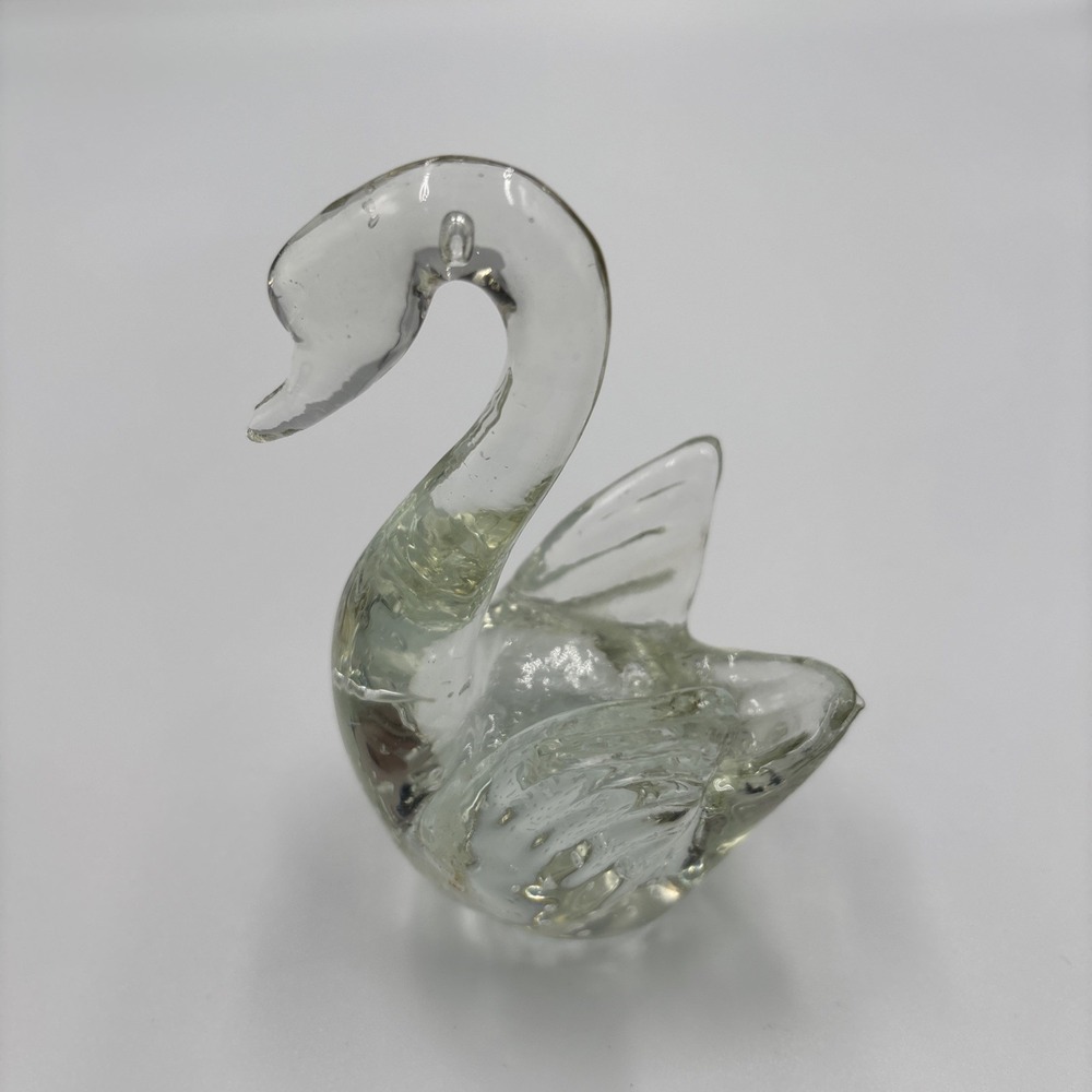 Art Glass Swan Paperweight Clear Figurine Animal Collectible‎ Decor ~ 4" Tall - Picture 3 of 9